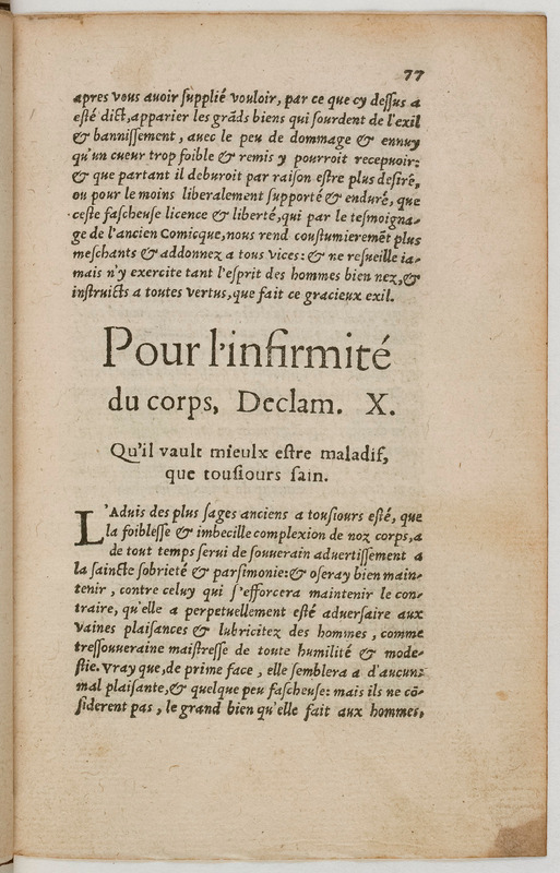 Paradoxes, ce sont propos contre la commune opinion, debatuz en forme de declamations forenses