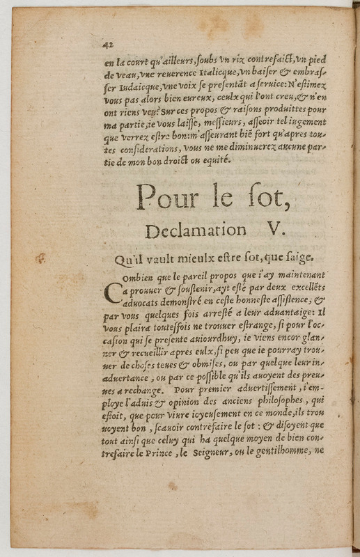 Paradoxes, ce sont propos contre la commune opinion, debatuz en forme de declamations forenses