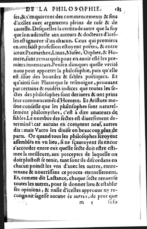 Declamation sur l'incertitude, vanité et abus des sciences