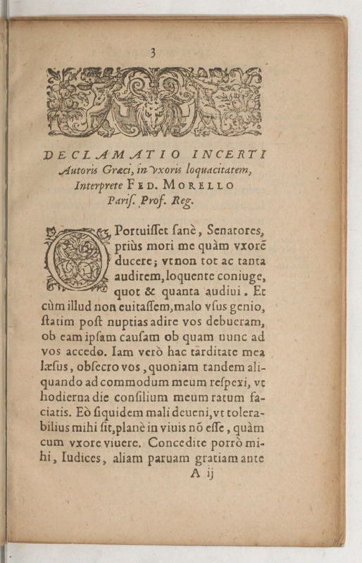 Declamatio Graeci autoris veteris de mulieris loquacitate