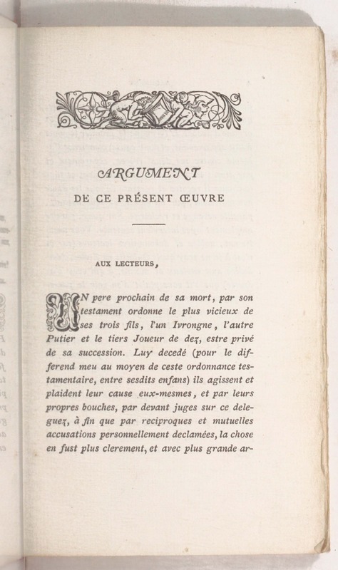 Trois déclamations esquelles l'Ivrongne, le Putier et le Joueur de Dez débattent Trois déclamations esquelles l'Ivrongne, le Putier et le Joueur de Dez débattent