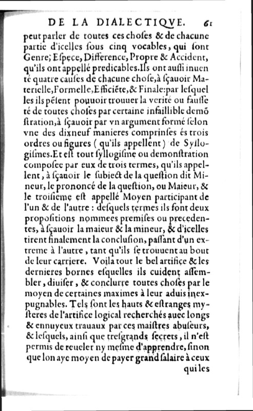 Declamation sur l'incertitude, vanité et abus des sciences