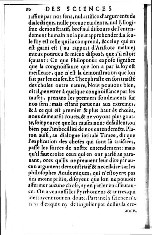 Declamation sur l'incertitude, vanité et abus des sciences