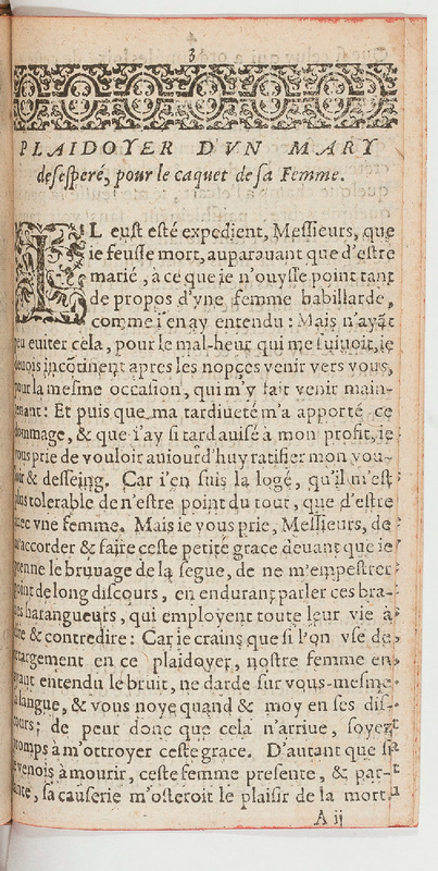 Plaidoyer d'un mary desesperé pour l'estrange et admirable caquet de sa femme