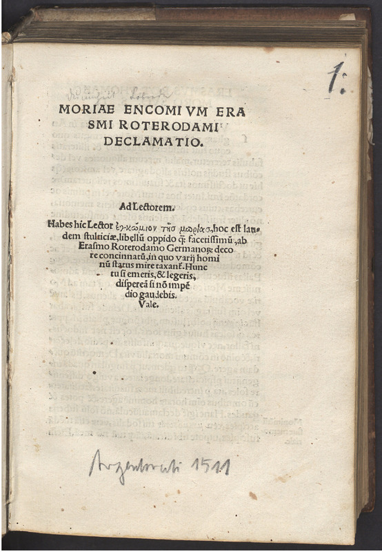 Moriae encomivm Erasmi Roterodami declamatio