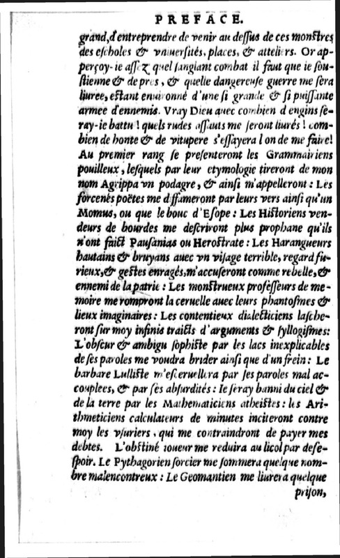 Declamation sur l'incertitude, vanité et abus des sciences