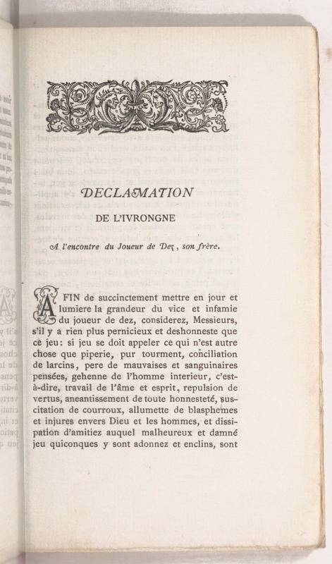 Trois déclamations esquelles l'Ivrongne, le Putier et le Joueur de Dez débattent Trois déclamations esquelles l'Ivrongne, le Putier et le Joueur de Dez débattent