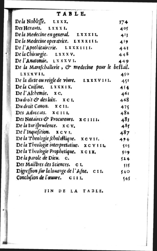 Declamation sur l'incertitude, vanité et abus des sciences