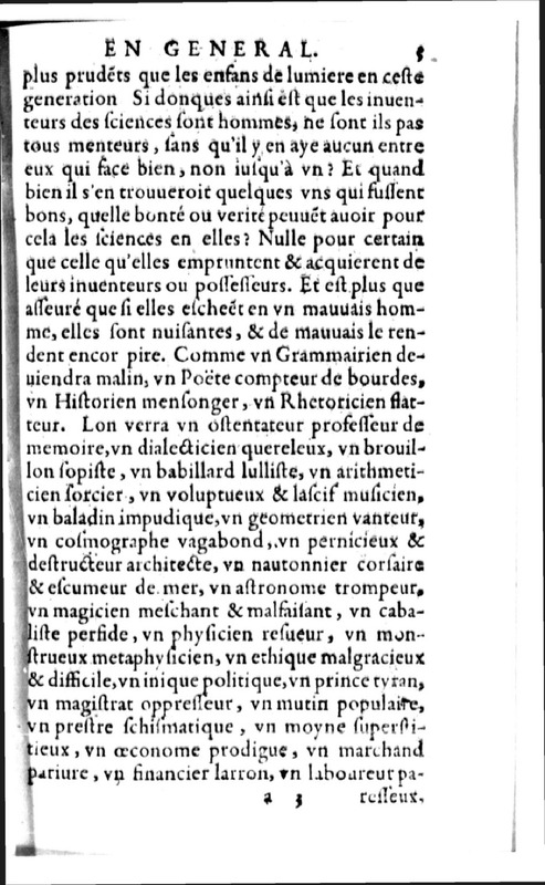 Declamation sur l'incertitude, vanité et abus des sciences