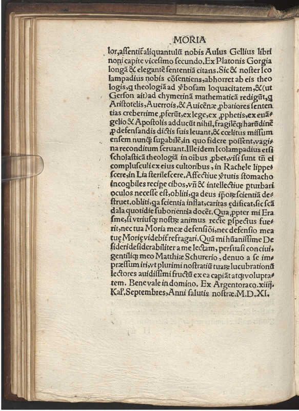 Moriae encomivm Erasmi Roterodami declamatio