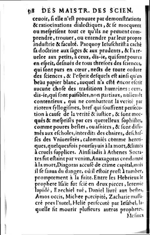 Declamation sur l'incertitude, vanité et abus des sciences