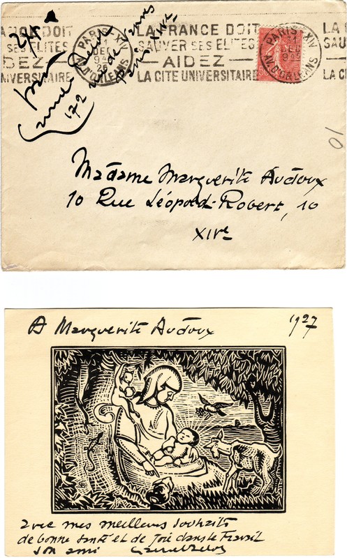 Carte de Gabriel Belot à Marguerite Audoux
