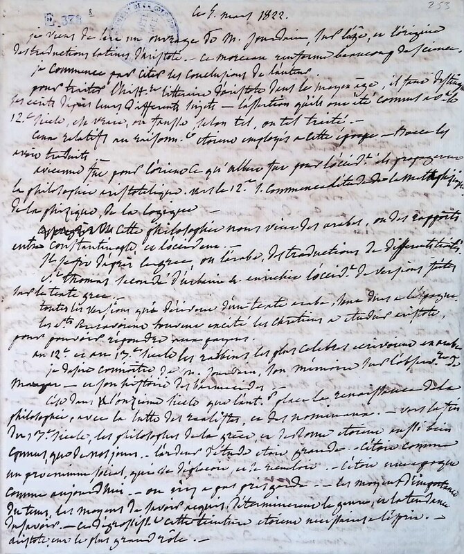 L&#039;age et l&#039;origine des traductions latines d&#039;Aristote de M. Jourdain