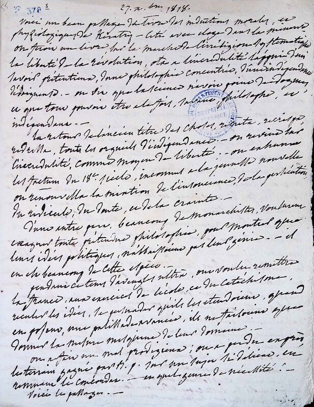 Voici un beau passage du livre des inductions morales et physiologiques de Keratry