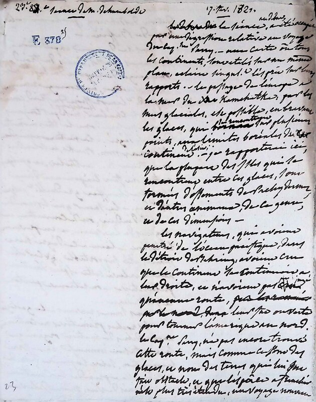 Cours privé de philosophie naturelle donné par Alexander von Humboldt ; 1820-1822