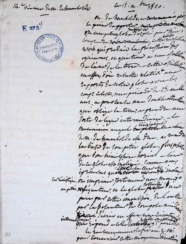 Cours privé de philosophie naturelle donné par Alexander von Humboldt ; 1820-1822 Cours privé de philosophie naturelle donné par Alexander von Humboldt ; 1820-1822