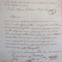 Lettre de la Commission de l&#039;hospice civil de Chatillon sur Seine à V. de Chastenay, Chatillon sur Seine, 11 ventose an 7