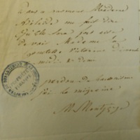 Billet de Montjoy à V. de Chastenay