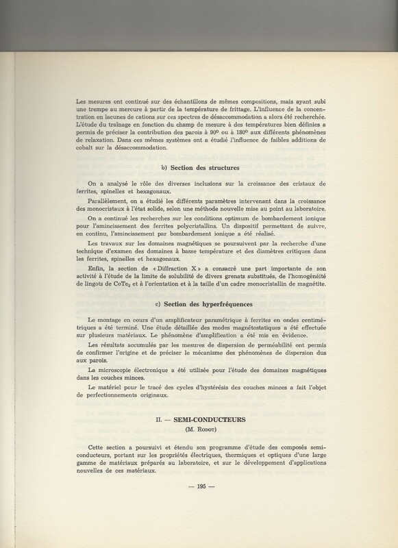 Rapport CNRS 1961-1962