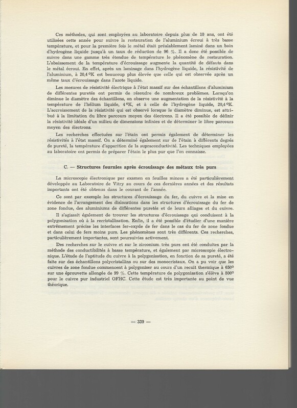 Rapport CNRS 1961-1962