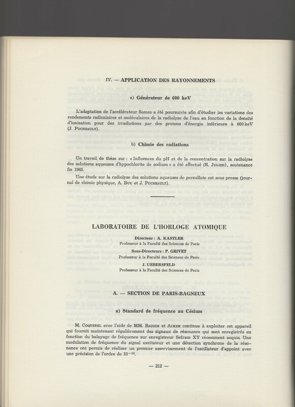 Rapport CNRS 1964-1965 Rapport CNRS 1964-1965