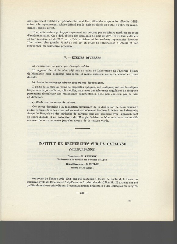 Rapport CNRS 1961-1962