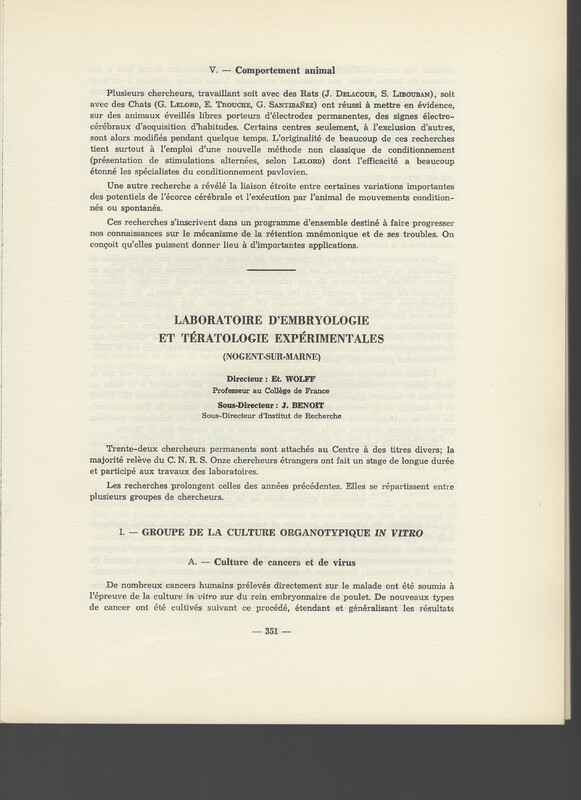 Rapport CNRS 1961-1962