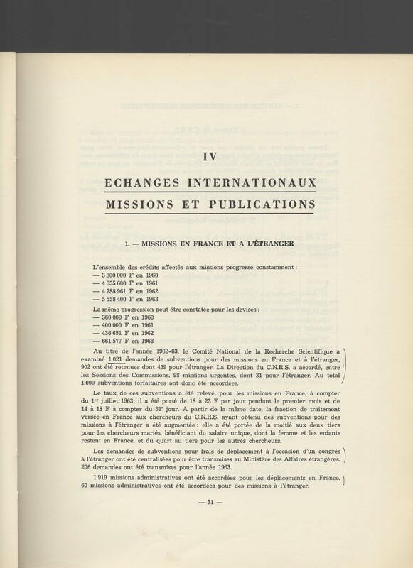 Rapport CNRS 1962-1963