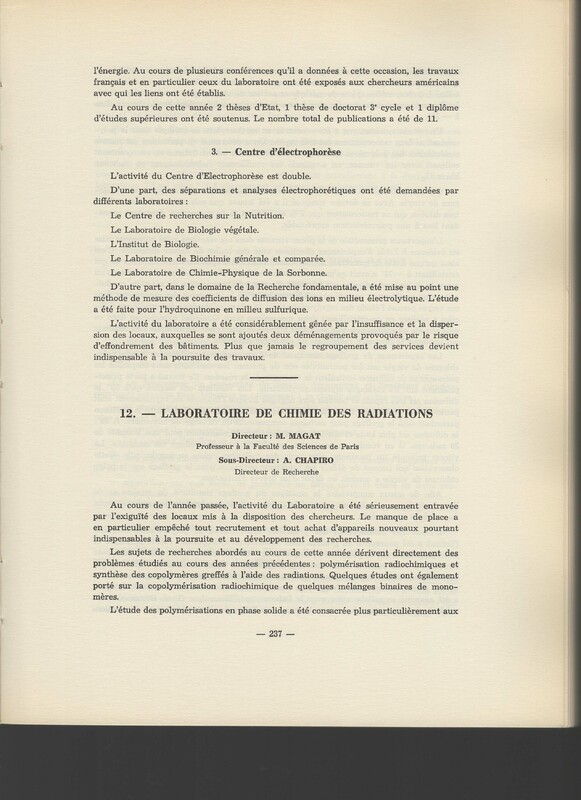 Rapport CNRS 1962-1963 Rapport CNRS 1962-1963