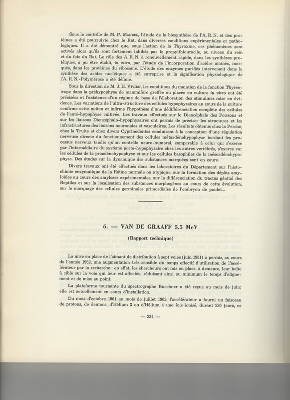 Rapport CNRS 1961-1962
