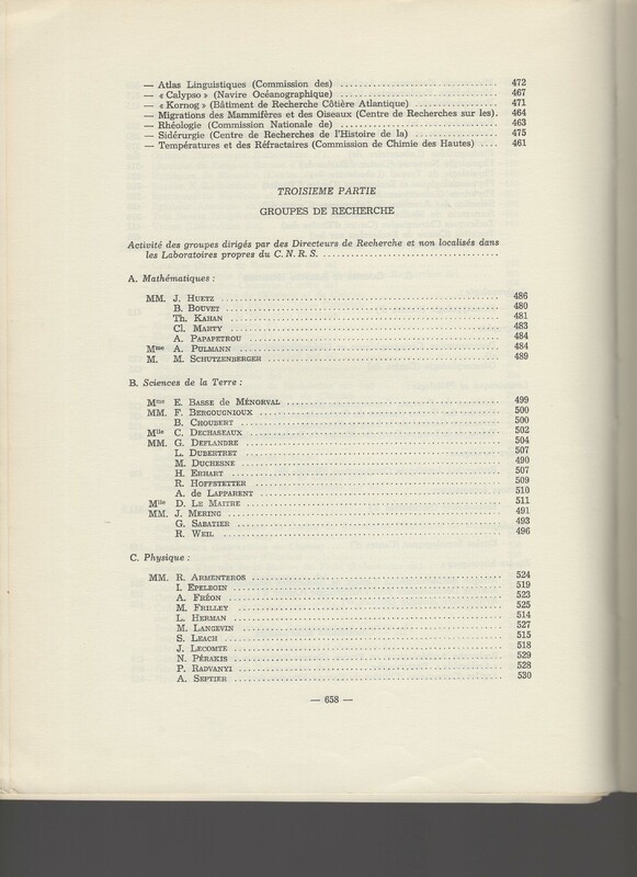Rapport CNRS 1964-1965 Rapport CNRS 1964-1965