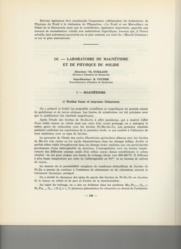 Rapport CNRS 1961-1962