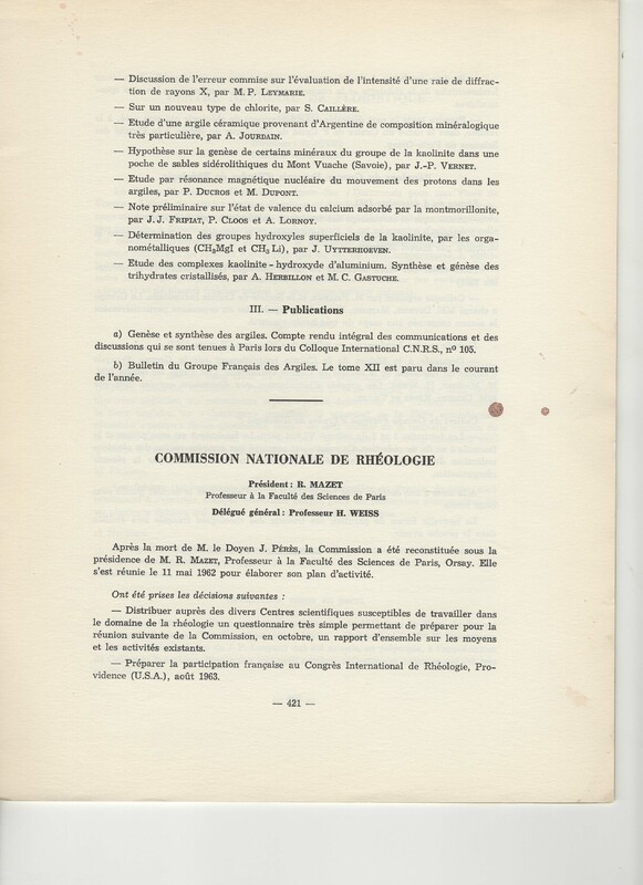Rapport CNRS 1961-1962