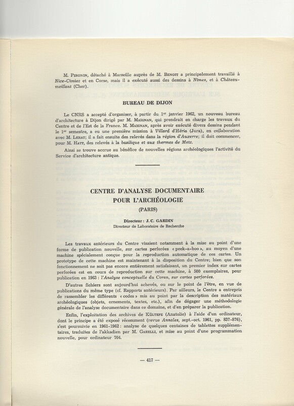 Rapport CNRS 1961-1962