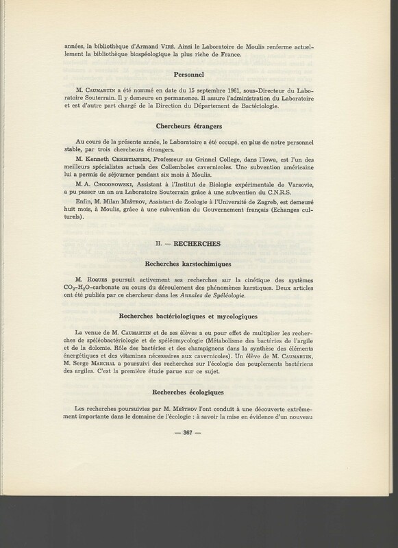 Rapport CNRS 1961-1962