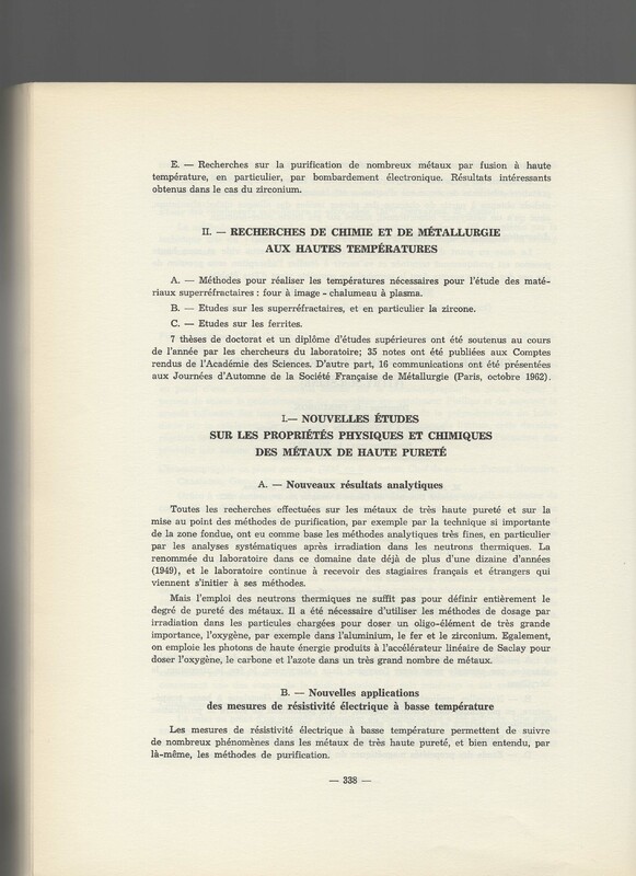 Rapport CNRS 1961-1962