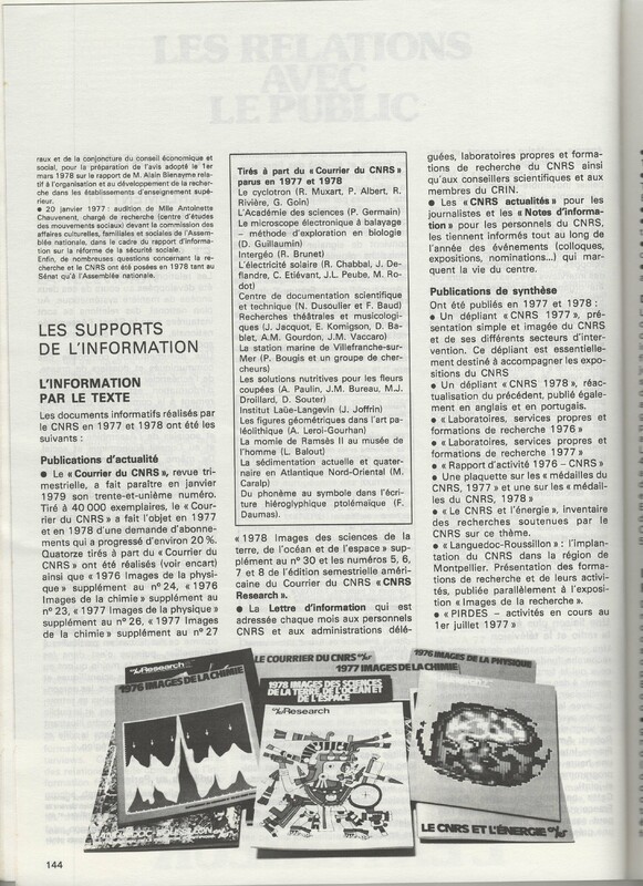 Rapport CNRS 1977-1978 Rapport CNRS 1977-1978