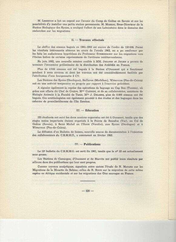 Rapport CNRS 1961-1962