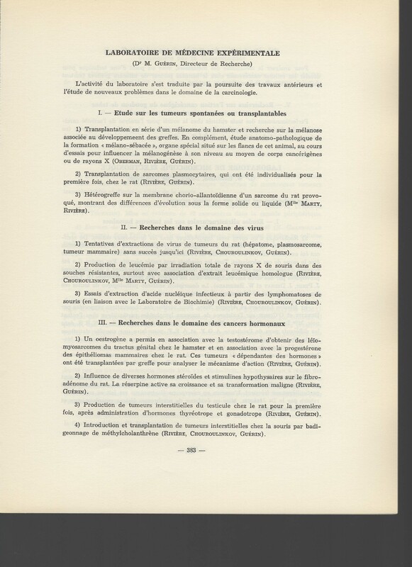 Rapport CNRS 1961-1962