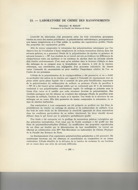 Rapport CNRS 1961-1962