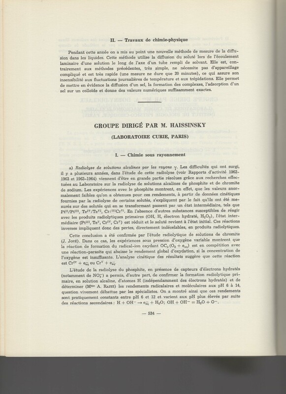 Rapport CNRS 1964-1965 Rapport CNRS 1964-1965