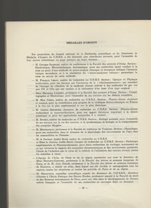 Rapport CNRS 1968