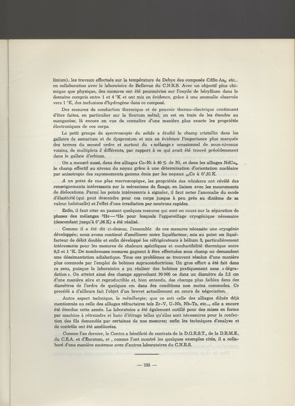 Rapport CNRS 1964-1965 Rapport CNRS 1964-1965