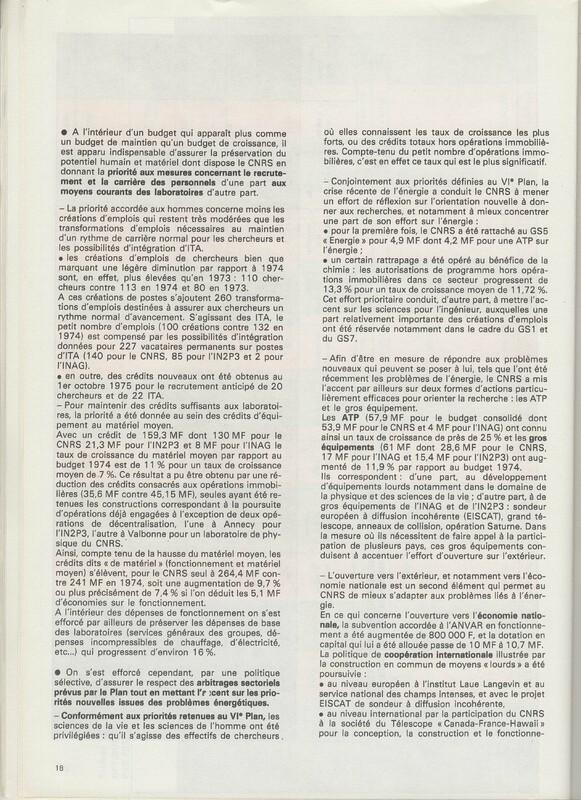 Rapport CNRS 1975 Rapport CNRS 1975