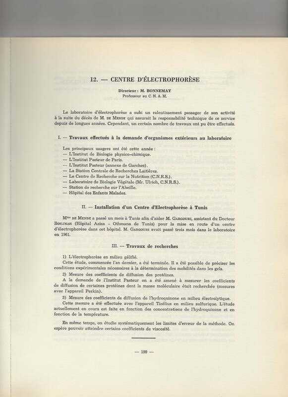 Rapport CNRS 1961-1962