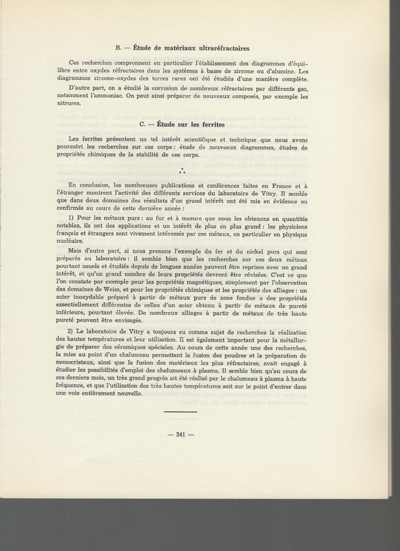 Rapport CNRS 1961-1962