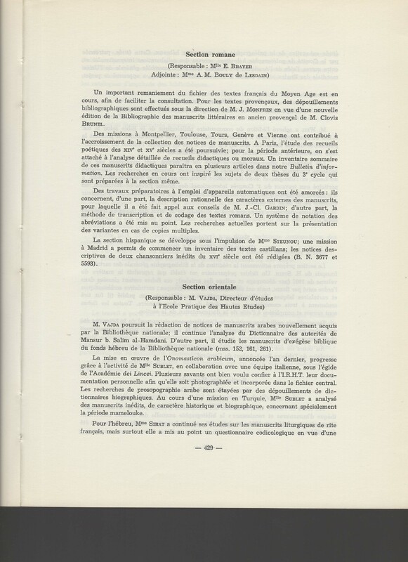 Rapport CNRS 1964-1965 Rapport CNRS 1964-1965