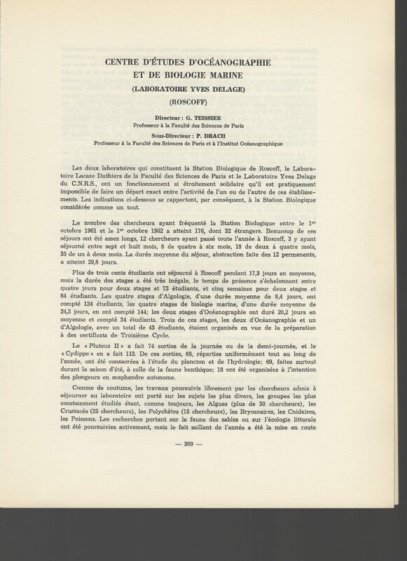 Rapport CNRS 1961-1962