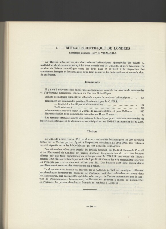 Rapport CNRS 1964-1965 Rapport CNRS 1964-1965