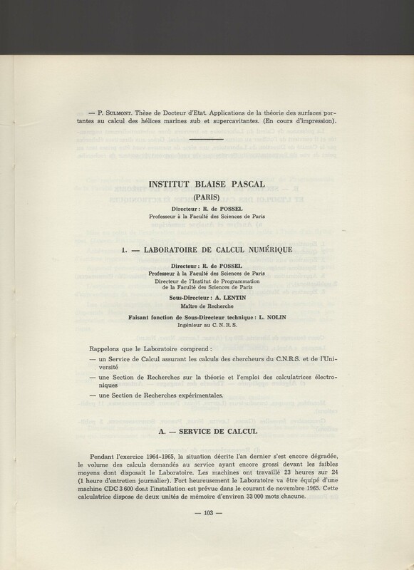 Rapport CNRS 1964-1965 Rapport CNRS 1964-1965